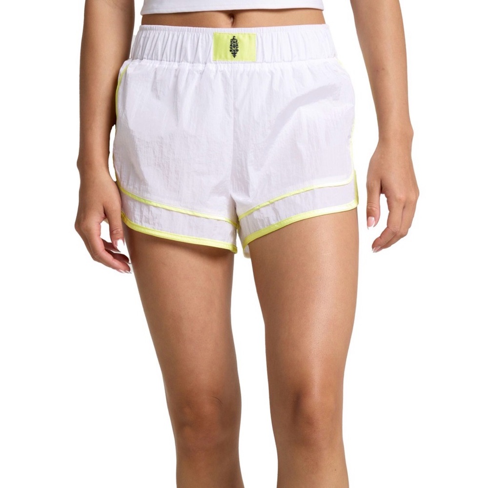 FP Movement Varsity Blues Shorts NWT size XL‎ in White/Highlighter Yellow